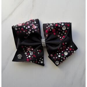 JoJo Siwa Large Bow Cheer Bow, Embellished, Rhinestone Red, Pink & White Jeweled